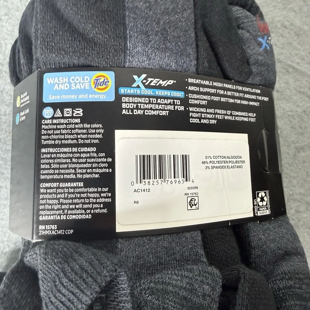 Hanes X-Temp Low Cut Cushioned Socks 12 Pairs Size 6-12 Arch Support Breathable